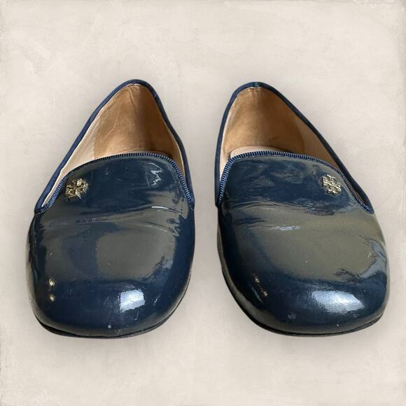 Tory Burch Samantha Navy Blue Patent Leather Loafers Womens Shoes Size 6 - Picture 3 of 6